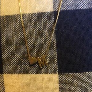 M initial gold necklace